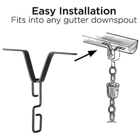 Chaînes De Pluie En Forme De V Pour Gouttières - Lot De 2 Avec Clips Adaptateurs - Alliage Aluminium Noir - Décoration Et Drainage Extérieur
