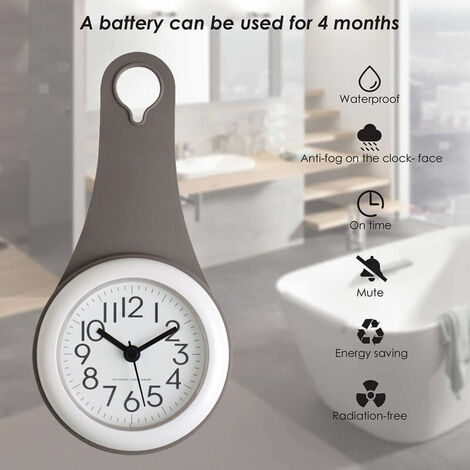 Horloge de salle de bain, réveil étanche à double usage, horloges de table suspendues, horloge de salle de bain, cuisine, décoration de la maison