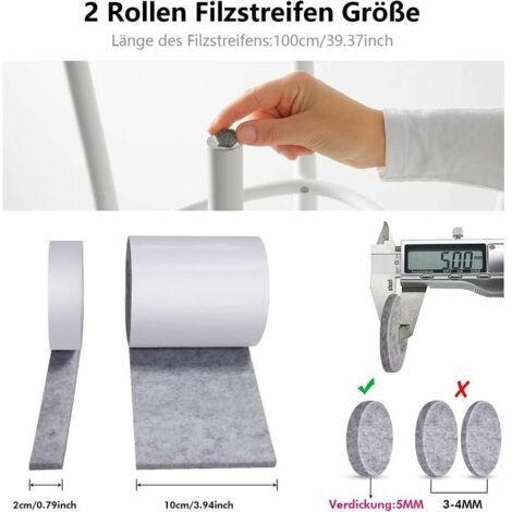 Patin Feutre Pour Meuble - 30x18mm - Blanc Laine - Adhésif 2 Broches - Neuf En Sachet