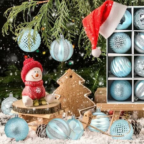 Boules de Noël Bleu CM, Lot de 12 Boules de Noël Ornements en