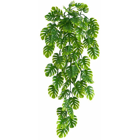 Feuilles Palmier Tropicales artificielles Vigne, Plante de Fronde Palmier de 64cm (76cm y compris le poteau) Suspendue Feuille Vigne Fausses Plantes pour tenture Murale décoration Toile Fond Mariage A (1/5)