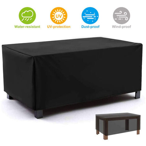 Housse Salon De Jardin 220x120x110cm - Protection Table Meuble Extérieur 420D Oxford Imperméable Noir