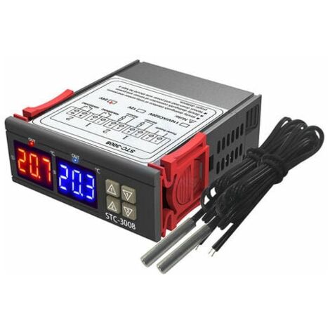 Contrleur de Température de Thermostat à Double Affichage Numérique avec Double Sortie de Relais de Sonde NTC, DC 24V - DC 24V (1/5)