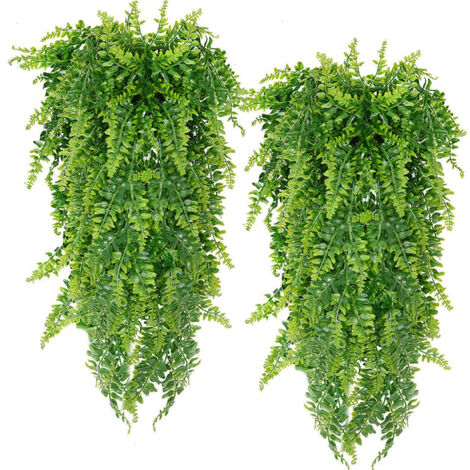 2 Pièces Plante Artificielle Fougère de Boston Plantes, Fausse Mur Végétal Artificiel Tombante, la Maison et la Décoration Extérieur de Mariage Déco (1/5)