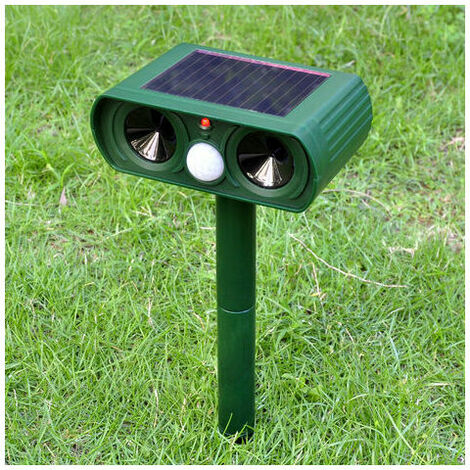 Répulsif pour animaux à ultrasons solaire d'extérieur Répulsif Chat Ultrason, Répulsif Animaux Alarme Sonore et Visuelle, Charge de Solaire. (1/4)