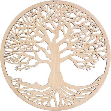 Sculpture Murale Arbre De Vie En Bois - Art Populaire Fait Main