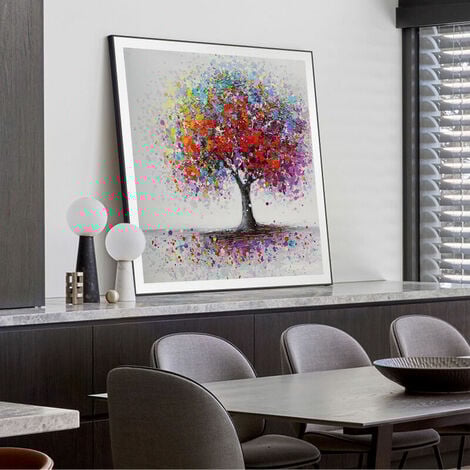 Tableau ,Abstrait Arbres Paysage Peintures À L'Huile Impression Sans Cadre 50X50Cm