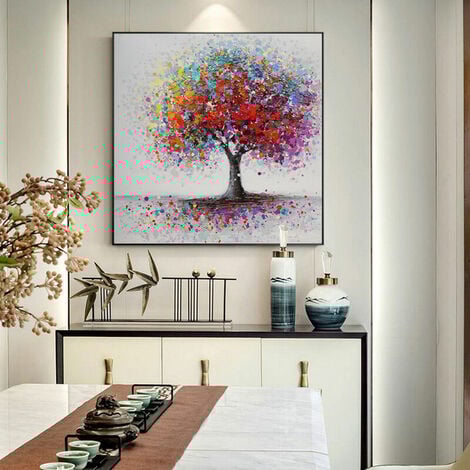 Tableau ,Abstrait Arbres Paysage Peintures À L'Huile Impression Sans Cadre 50X50Cm
