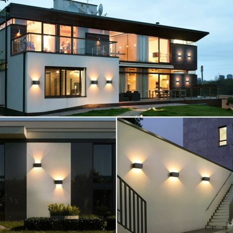 LED Applique Murale intérieur/Extérieur,24W 3000K blanc chaud Lampe Murale,Moderne Luminaire Murale,Appliques Murales avec haut et bas Angle de Faisceau Réglabl
