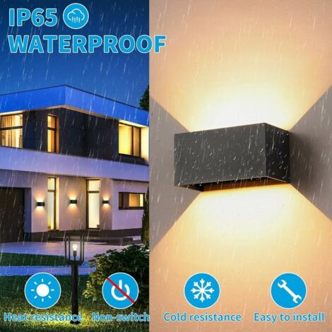 LED Applique Murale intérieur/Extérieur,24W 3000K blanc chaud Lampe Murale,Moderne Luminaire Murale,Appliques Murales avec haut et bas Angle de Faisceau Réglabl