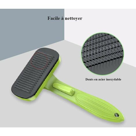 Brosse de Toilettage pour Chien Chat À Poils Longs, Étrille Autonettoyante Professionnelle pour Animaux, Brosse Anti-Noeuds, Râteau de Démêlage, Enlève Les Poils Morts Jusqu'à 95%