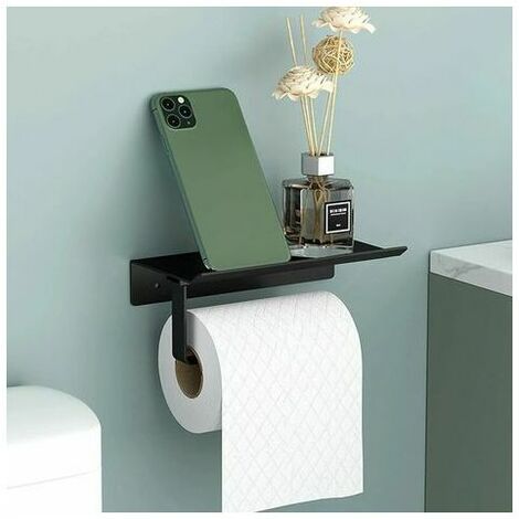 Gricol Porte Rouleau de Papier Toilette Hygiénique sans Perçage avec  Etagère de Téléphone Portable Support Mural