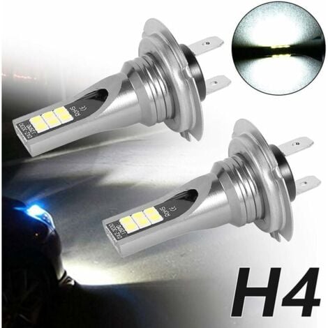 2 Pcs Ampoules H4 LED de Phare en Boîte, Voiture Ampoule Led 50W