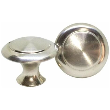 20x Bouton de Tiroir Metal Boutons de Porte de Placard de Cuisine en Aspect Inox Satiné Ronde Argent Poignée de Meuble (1/5)