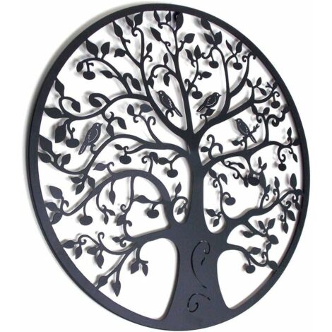 Décoration Murale en métal Arbre de Vie Décoration Murale en métal Décoration Murale en métal Décoration intérieure, tentures murales 30x30 cm Noir,Black