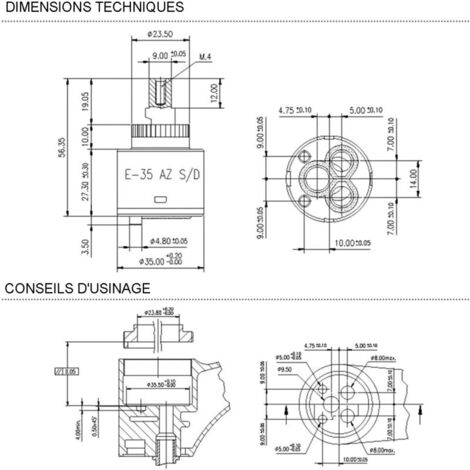 Cartouche de robinet en Céramique pour Mitigeur Valve Remplacement 35MM