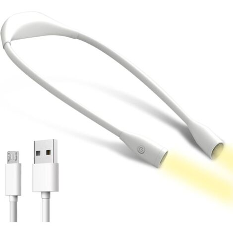 Lampe de lecture de cou livre Lampe de lecture LED Rechargeable Lampe de travail 3 couleurs Réglable Bras Lampe de cou pour lire, tricot, couture, camping, jogging, câble USB inclus