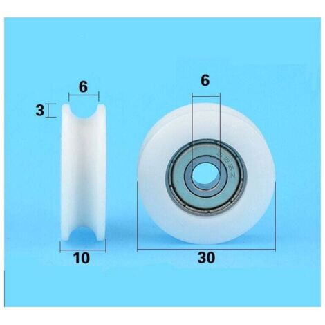 4 Poulies Nylon 60mm - Rainure 10mm - Roulement 10mm - Capacité 50kg - Fabriqué En UE