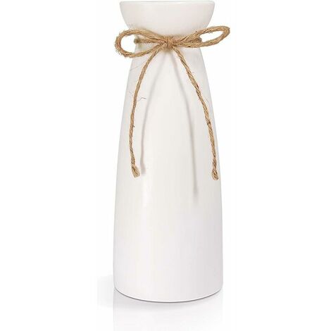 Ensoleille – Vase en porcelaine blanche 23 cm – Décoration moderne pour table – Finition mate, émaillé – Pour arrangements floraux et fêtes (1/5)