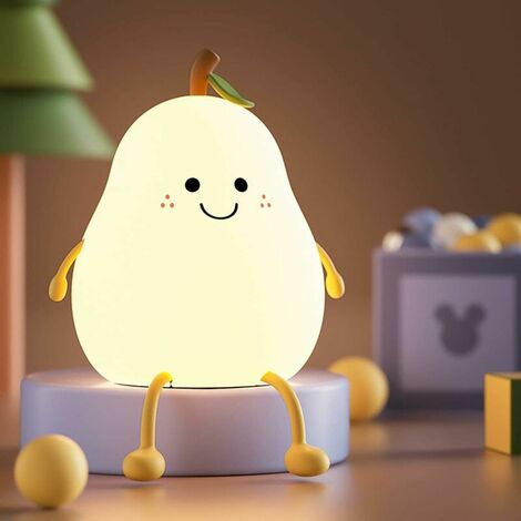 Veilleuse mignonne pour enfants, Forme Poire Créative Veilleuse Enfant, Veilleuse LED rechargeable par USB, Lampe de Chevet Veilleuse