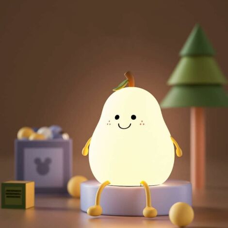Veilleuse mignonne pour enfants, Forme Poire Créative Veilleuse Enfant, Veilleuse LED rechargeable par USB, Lampe de Chevet Veilleuse