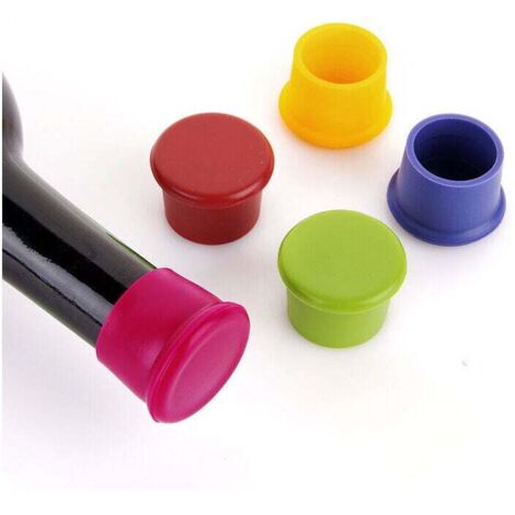 5 pièces Bouchons à Vin Silicone,Bouchon Silicone,Réutilisable Bouchon Silicone,Fermeture du vin,Couvercle du Boisson,pour Bouteilles de Vin, BièRe, Champagne (1/5)