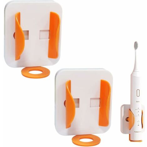 Porte Brosse à Dents Mural, 2 Pièces Support Brosse a Dent Electrique, Induction par Gravité Porte Brosse à Dents, Utilisé dans Salle de Bain et Cuisine Home Decor (Blanc Orangé) (1/5)