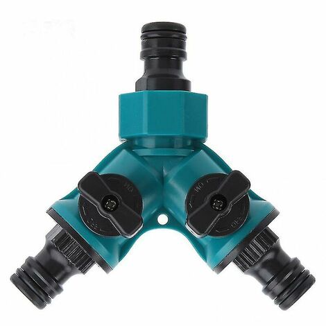 Robinet de tuyau d'arrosage à 2 voies, distributeur de connecteur rapide pour tuyau d'arrosage, séparateur de vanne d'arrêt de contrôle de l'eau à 2 voies, robinet de tuyau d'arrosage à 2 voies, conne (1/4)