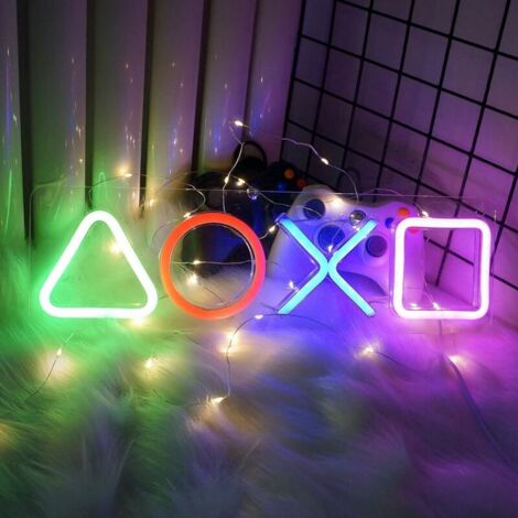 LED Neon Light Playstation Icons Light 4 Couleur USB Night Light Ambiance Lampe Décoration