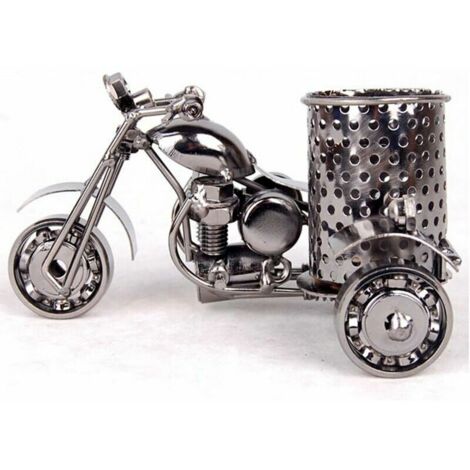 Accessoires de Rangement de Bureau Créatifs - Porte-Stylos en Métal Noir en Forme de Moto  - Idée Cadeau Cool et Unique (1/4)