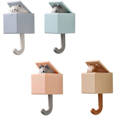 4Crochets AdhéSifs CréAtifs pour Manteaux, Crochet Porte-CléS pour Chat Mignon, Crochets pour Animaux Compagnie Mignons pour Manteau, éCharpe, Clé, Crochets pour Animaux Compagnie (1/5)