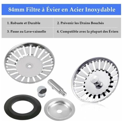 Bouchon D'évier Réglable En Acier Inox 304 - 82 Mm, Pour éviers Cuisine, Facile à Nettoyer - 3