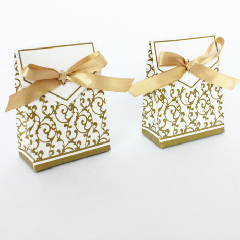 50 x Or papier Boîtes de fête boite cadeau Pour les faveurs, les bonbons, les confettis, les cadeaux et les bijoux pour Mariage, anniversaire, bébé douche, saint, communion, noël (1/5)