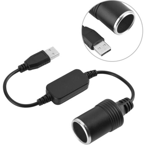 Convertisseur d'adaptateur d'allume-Cigare Port USB vers câble Adaptateur de convertisseur de Prise Allume-Cigare 12V pour enregistreur de conduite, chien électronique