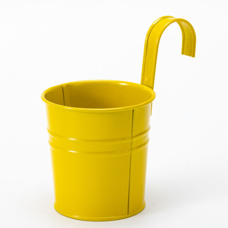 2 Pots De Fleurs En Métal Suspendus, Jardinière En Pot En Fer Avec Trou De Drainage, Parfaits Pour La Décoration Du Jardin（jaune） (1/5)