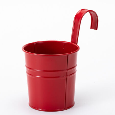 2 Pots De Fleurs En Métal Suspendus, Jardinière En Pot En Fer Avec Trou De Drainage, Parfaits Pour La Décoration Du Jardin(rouge) (1/5)