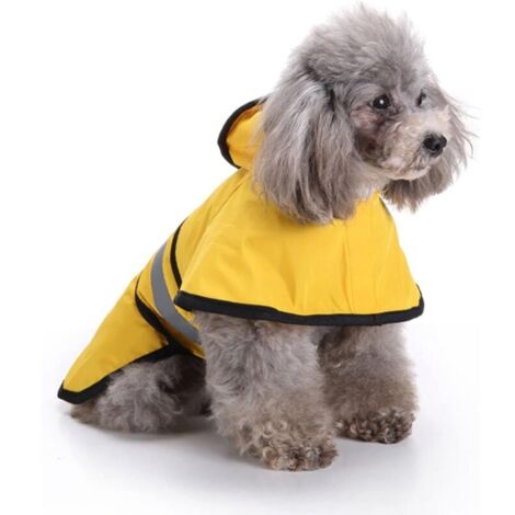 Manteau de pluie réfléchissant pour chien de petite, moyenne et grande taille, imperméable avec capuche (couleur : jaune, taille : 2Xl) (1/5)