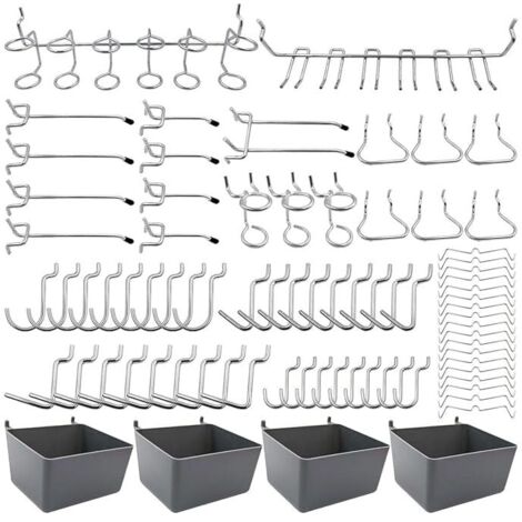 Porte-outils de Crochets pour Panneaux Perforés avec Bacs, Verrous à Chevilles, pour Organiser Divers Outils, 80 pièces (1/5)