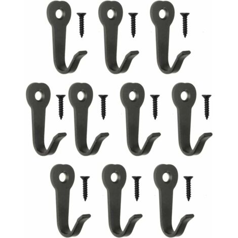 40 x 22 mm, noir,Lot de 10 crochets classiques pour vestiaires, crochets en fer, crochets métalliques, crochets pour photos, style vintage maison de campagne rétro (1/5)