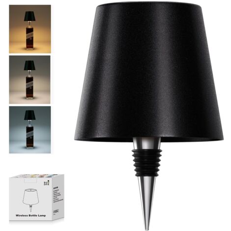 Présentoir de bouteilles de vin sans fil, présentoir de bouteilles de vin rechargeable 3 couleurs pour bars et restaurants (noir, 1 pièce) (1/5)