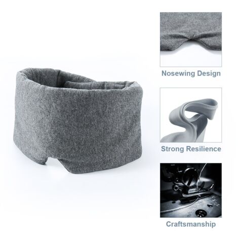 Masque de sommeil 3D profilé, 100 % occultant, pour homme et femme, sangle réglable pour les personnes dormant sur le côté, bandeau doux et respirant