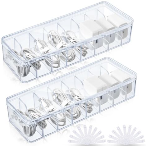 PAVSTINE Boite Rangement Cable, lot de 2 Range Cable Plastique