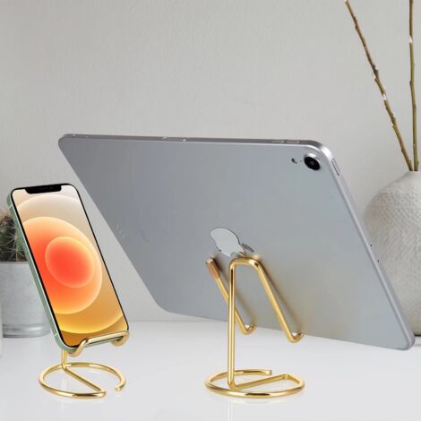 ROPOSY Support De Téléphone Bureau En Métal Doré – Design Minimaliste, Stable Et Élégant Pour IPhone, Android, IPad Support Incliné Smartphone Tablette