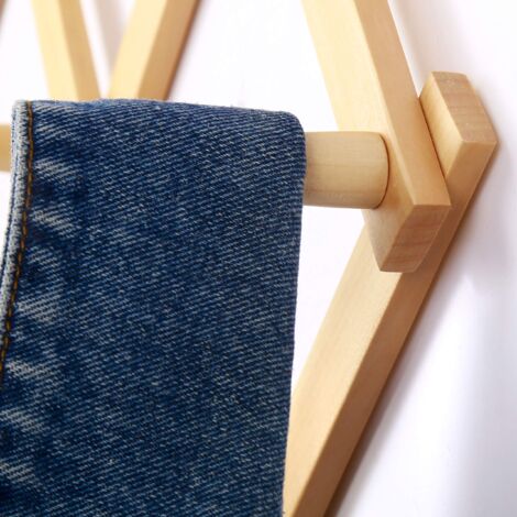 Porte-cintres Mural Extensible WEIS - Bois Accordéon - 2 Pièces - 13/16 Crochets