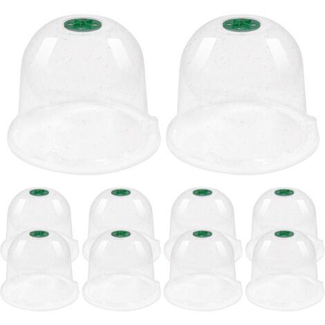 Lot de 12 cloches de jardin en plastique, 19 x 16 cm, avec 24 piquets de fixation. (1/5)