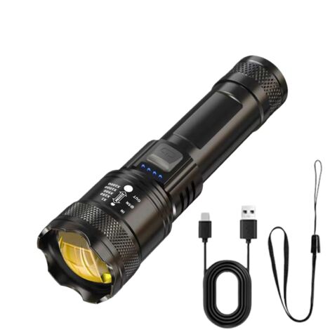 Lampe torche rechargeable LED, lampe torche à haut rendement lumineux, lampe torche portable - mode lampe torche étanche 250 000 heures. (1/5)