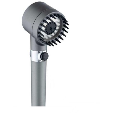 Pommeau de douche, douchette à main multifonction à pression réglable et turbocompresseur, douche de massage puissante, ensemble de douche lotus avec flexible et base sans perçage (1/5)