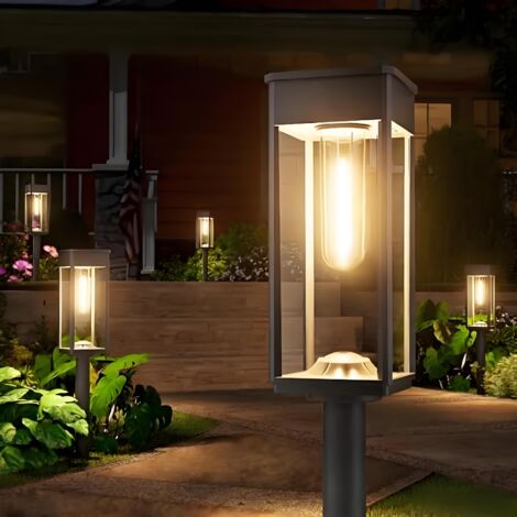 Lampes de chemin solaires d'extérieur, 8 ensembles de lampes de jardin solaires, étanches IP65, lampes de chemin lumineuses, solaires, éclairage d'allée, décoration paysagère (blanc chaud). (1/5)