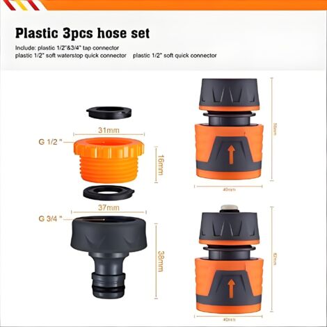 2pcs Coudé Raccords à Connexion Rapide Pour Tuyau D'arrosage 90