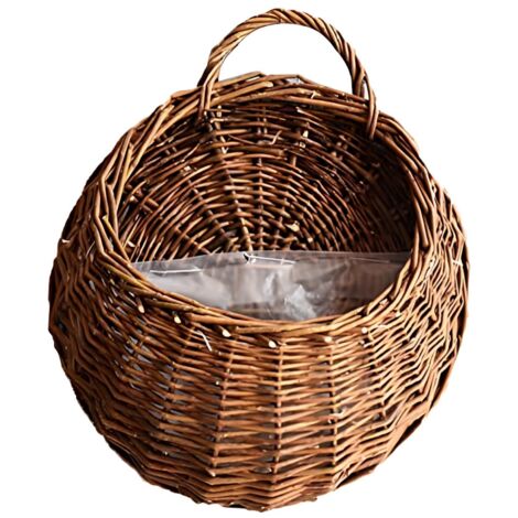 Panier à fleurs tressé, pot de fleurs coulissant fait main avec poignée, facile à suspendre, panier de rangement mural, panier de rangement mural pour jardin extérieur.
